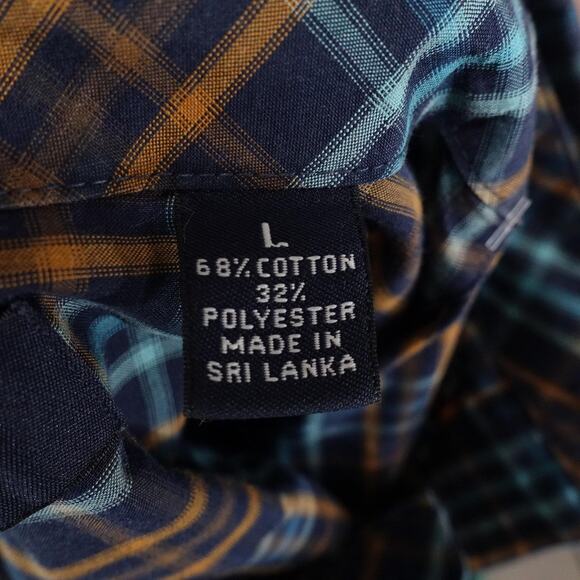 Roundtree & Yorke Shirt Mens Large Plaid Button Down Long Sleeve Classic Fit - Picture 7 of 8